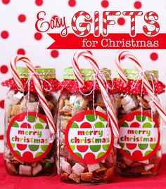 a website page with candy canes and christmas gifts in jars on the front cover