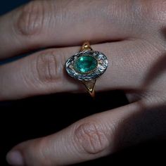 Colombian Emerald Matte Finish Ring" – ByHer Emerald Set, Antique Aesthetic, Vintage Jewellery Rings, Zambian Emerald, Colombian Emeralds, Antique Inspiration, Gold Piece, Unique Ring, Unique Handmade Jewelry