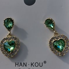 Pretty Heart Earrings With Sterling Silver 9.25 As You Can See In The Second Picture.Closing. All Sales Final. No Refunds, Exchanges Trades. No Discounts. Final Price Shown. By Now Only. Will Not Respond To Likes. As I Allready Lower Every Item. Feel Free To Ask Questions, Ill Glady Answer. But No More Discounts. Elegant Green Earrings With Heart Charm, Pretty Heart, Ethiopian Opal Ring, Earrings Color, Opal Rings, Curvy Fashion, Heart Earrings, Ethiopian Opal, Silver Earrings