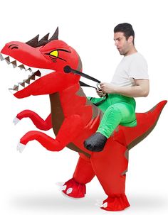 PRICES MAY VARY. [ Halloween Inflatable T-Rex Dinosaur Costume ] Unique design of T-Rex Dinosaur Halloween Inflatable Costume unisex Adult. Suitable for 5.4-6.4 Ft. [ 2 Ways to Inflate ] You can either connect the fan to the battery box (It needs 4AA batteries, not included), or connect to a power bank. Fully inflates within 1 minute and stays that way all night. [ Materials ] The Halloween costume is made of soft polyester materials, durable and lightweight, breathable and comfortable, easy to Blow Up Halloween Costumes, Adult Dinosaur Costume, Inflatable Dinosaur Costume, Inflatable Dinosaur, Costume Unique, Dinosaur Halloween, Inflatable Costumes, Dinosaur Costume, Halloween Inflatables