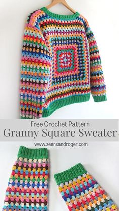 a crochet sweater and matching pants are featured in this free crochet pattern