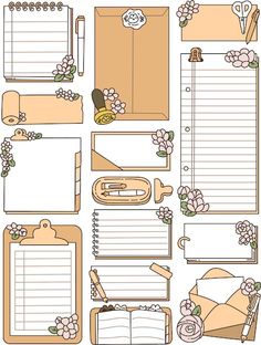 an assortment of notepads with flowers on them