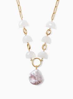 Chan Luu Jewelry Chan Luu | Moonstone Pearl Luna Necklace White Moonstone Necklace With Adjustable Chain, White Moon-shaped Necklace With Natural Stones, White Moonstone Jewelry With Adjustable Chain, Luna Necklace, The Moon Phases, Passion Project, Chan Luu, Pendant Gold, Moon Stone