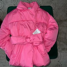 Barbie Pink Asos Luxe Puffer Jacket With Belt Lining - 100% Polyester Shell - 100% Polyester Wadding - 100% Polyester Spring Cold Weather Outerwear With Padded Collar, Pink Puffer Winter Outerwear, Pink Winter Puffer Outerwear, Pink Puffer Jacket With Padded Collar For Spring, Pink Puffer Jacket With Padded Collar, Pink Spring Puffer Jacket With Padded Collar, Pink Padded Collar Winter Outerwear, Pink Long Sleeve Puffer Jacket With Padded Collar, Pink Puffer Outerwear For Fall