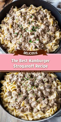 Transform your weeknight meals with ""The Best Hamburger Stroganoff Recipe""! This easy, delectable dish features ground beef, mushrooms, and a creamy sauce that’s sure to please everyone at the table. Serve over egg noodles for a hearty dinner that’s both comforting and delicious. Perfect for busy families! Hamburger Stroganoff Recipe, Hamburger Stroganoff, Easy Comfort Food Dinners, Egg Noodle Recipes, Hamburger Casseroles Recipes, Beef Stroganoff Easy, Ground Beef Stroganoff, Easy Hamburger, Hamburger Casserole