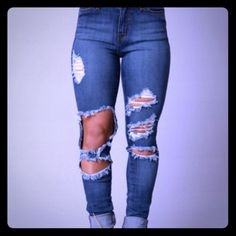 Questions? Leave A Comment Below! Mid-rise Ripped Blue Bottoms, High Rise Distressed Blue Bottoms, High Waist Ripped Blue Bottoms, Distressed High Rise Bottoms For Day Out, Fitted Distressed Bottoms For Day Out, Ripped Stretch Bottoms For Day Out, Stretch Ripped Bottoms For Day Out, Ripped High-waist Bottoms For Day Out, Fashion Nova Jeans