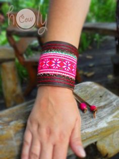 This hippie bracelet is 100% handmade from the finest quality brown leather. It is beautifully designed with vintage Hmong fabric on the front. No sewing machines or assembly lines are in sight. The Hmong tribe are an ethnic hill tribe group which live near me in the mountains in the north of Thailand. The fabric insert used in this bracelet is Hmong vintage tribal tapestry which is beautifully cross stitched. The Hmong people are believed to have been the original inhabitants of the Yellow Rive Adjustable Brown Leather Bracelet For Festival, Adjustable Brown Bracelet For Festivals, Adjustable Brown Bracelets For Festivals, Brown Bohemian Bracelets For Festivals, Handmade Traditional Brown Bracelets, Adjustable Brown Bohemian Leather Bracelet, Bohemian Brown Bracelets For Festival, Unique Brown Bracelets For Festival, Unique Brown Festival Bracelets