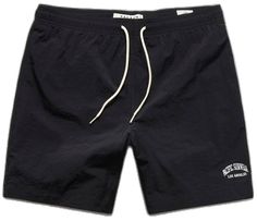 Navy Go-dry Bottoms For Summer, Black Summer Bottoms With Comfort Waistband, Navy Nylon Shorts For Summer, Casual Black Swimwear, Casual Black Nylon Swim Trunks, Black Nylon Casual Swim Trunks, Casual Nylon Swimwear With Relaxed Fit, Casual Nylon Swimwear With Elastic Waistband, Stretch Swim Trunks For Streetwear In Summer