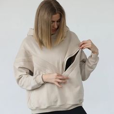 Your dream nursing shirt is here! With cute cut out details on the back and side zippers for secret but easy nursing access, it's truly a gorgeous piece for both nursing and beyond! Beige Everyday Hoodie, Postpartum Tummy, Nursing Shirt, Cute Cuts, Oversize Hoodie