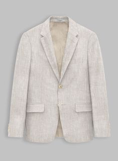 Set an effortlessly sartorial tone in this Tropical Beige Pure Linen Jacket that will add some natty style to your formal looks. Crafted from pure Linen in 40s Lea, the lightweight fabric ensures optimum comfort at all times by making it a great option for warmer days. Whether it's work, a wedding or a formal occasion, our sartorial collection offers everything you need for a smart and sophisticated look that always makes a sharp impression. 
 
Look Includes   Tropical Beige Pure Linen Fabric Beige Linen Suit, Smart Casual Wear, Linen Suit, Linen Jacket, Wool Suit, Formal Looks, Suit Shop, Double Breasted Suit, Fit Check