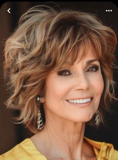 Curly Shag With Bangs Over 40, Chin Length Wavy Hair With Layers, Hairstyles For Women Over 60 Fine Wavy Hair, Middle Age Shag Haircut, Short Farah Fawcett Hairstyle, Modern Shag Haircut, Long Shag Haircut