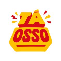 a yellow and red logo with the word la osso on it's side