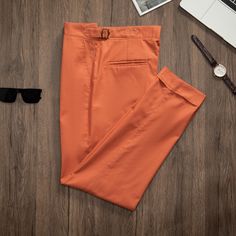 Caramel Cotton Linen Pants, Men Cotton Linen Pants with Pleats, Casual Rolled Hem Linen Trousers, Soft Summer Gurkha Cotton Linen Pants ★PRODUCT DETAILS★ MATERIAL:  Made of Linen 70% , Cotton 30%, the fabric is lightweight, soft and breathable, comfortable and durable.. For more great deals and discounts, please visit my store https://www.etsy.com/shop/XiaoWuweekShop?ref=seller-platform-mcnav ★Note★ ★★Washing advice Hand wash or gentle express machine wash in water temperature below 30 degrees. For machine washing, please use a laundry bag of the right size. Use neutral washing liquid, wash dark and light colors separately. Do not use detergents with detergent and bleaching function! Do not wring, do not expose to sunlight, lay flat to dry. Steam ironing is recommended. - Please contact me Orange Straight Leg Work Pants, Orange Ankle-length Pants For Work, Orange Ankle-length Work Pants, Fitted Orange Ankle-length Pants, Orange Workwear Pants With Pockets, Orange Ankle-length Workwear Pants, Orange Trousers For Work, Orange Ankle-length Pants With Pockets, Linen Pants Men