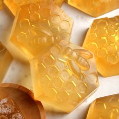 several honeycombs sitting next to each other on a table