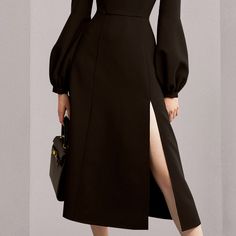 Black Square Neck Long Sleeve Casual Midi Dress Elegant Solid Color Bodycon Cocktail Dress, Elegant Solid Color Bodycon Evening Dress, Elegant Solid Color Sheath Bodycon Dress, Elegant Solid Color Evening Bodycon Dress, Elegant Sheath Bodycon Dress In Solid Color, Elegant A-line Mini Dress In Solid Color, Elegant Solid Color Bodycon Office Dress, Elegant Fitted Solid Color Midi Dress, Elegant Solid Color Bodycon Dress For Office