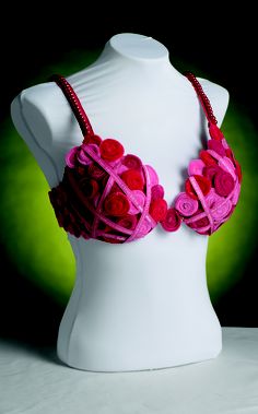 Bra designed by Denise Sussman titled When in Doubt, Check it Out. This bra pays tribute to a young family member who we lost to breast cancer. Our message to all women is: when in doubt, check it out. Your health may depend on it. Running Costumes, Entertainment Ideas, Flower Festival, Girls Just Wanna Have Fun, Young Family, Pink Valentines