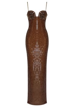 Dixie Brown Sequin Maxi Dress Strappy Backless Dress, Brown Sequin Dresses, Belle Silhouette, Club Party Dresses, Sequin Maxi, Sequin Maxi Dress, Christmas Party Dress, Brown Dress, Celebrity Dresses