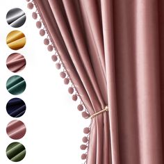 PRICES MAY VARY. BASIC INFORMATION: Package includes 2 curtain panels.Each measures 52 inches wide by 96 inches long.Designed with rod pocket on the top for easy installation and fitting to most curtain rods. POM POM DESIGN: MIULEE pom pom velvet curtains look very pretty and luxurious.All the pom-poms are sewn tightly on both sides of the curtain and will not fall out. FUNCTION: Thick and heavy velvet blackout curtain drapes can block 60-80% of the sunlight (the darker color works better).These Burnt Orange Curtains, Orange Curtains, Dry Rose, Pink Pom Pom, Curtain Room, Pink Curtains, Curtains For Bedroom