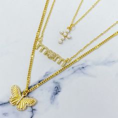 A simplistic yet chic butterfly charm necklace. The butterfly pendent is beautifully detailed with cubic zirconia stones. The chain has different body than other slim chains and adds more charm. Dimension: Necklace is 16" in length with a 2" extender. Butterfly is 0.53" (L) x 0.85" (W). Perfect size for wearing itself or layer with other necklaces Gold plated Brass Lead and Nickel Free Made in China Butterfly In Flight, Everyday Gifts, Womens Watches Luxury, Pendent Necklace, Mom Necklace, Butterfly Charm, Chic Accessories, In Flight, Butterfly Necklace