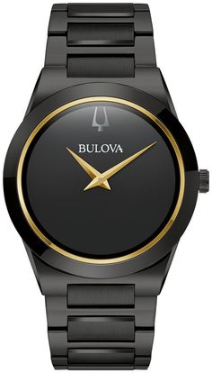 Bulova Gents Black, Stainless Steel Bracelet Sapphire Crystal Quartz Watch - Classic Matte Black Watch For Formal Occasions, Modern Matte Black Watch For Formal Occasions, Modern Matte Black Formal Watch, Classic Black Stainless Steel Watch Bands, Black Formal Watch With Metal Dial, Modern Evening Watches With Rectangular Dial, Black Watch With Metal Dial For Formal Occasions, Sleek Black Watch For Business, Black Watches For Formal Occasions