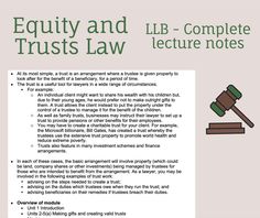 a poster with the words equity and trusts law