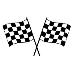 two black and white checkered flags on a white background