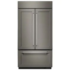 a large stainless steel refrigerator freezer with two doors and drawers on both sides,