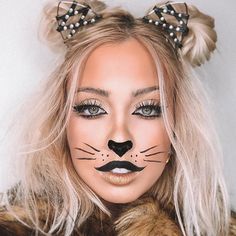 Nem Halloween Makeup, Cheetah Makeup, Unique Halloween Makeup, Maquillage Halloween Simple, Princes Disney, Cat Halloween Makeup, Makeup Looks To Try, Makeup Clown, Halloween Makeup Clown