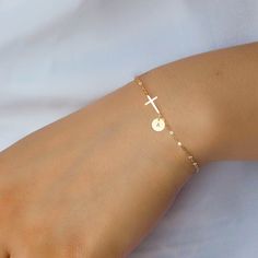 Cute and delicate Cross bracelet with personalized Initial and Birthstones, available in sterling, gold, or rose gold. Will be gift wrapped and ready for gifting. Length is adjustable. Birthstone Cross Bracelet with Initial - Christmas gifts for her mom sister daughter, Confirmation gift for girl, Birthday gifts, CR04BS Gold Charm Bracelet Gift, Dainty Rose Gold Bracelets For Personalized Gift, Dainty Rose Gold Bracelet For Personalized Gift, Custom Rose Gold Dainty Bracelet, Adjustable 14k Gold Charm Bracelet Gift, Dainty Hypoallergenic Rosary Bracelet Gift, Dainty Rose Gold Rosary Bracelet Gift, Dainty Rose Gold Rosary Bracelet, Personalized Delicate Name Bracelet As A Gift