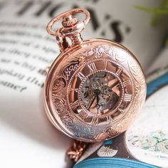 Rose Gold Mechanical Personalised Pocket Watch Pocket Watch Aesthetic, Watch Aesthetic, Tout Rose, Gold Everything, Skeleton Watches, Magical Jewelry, Gold Copper