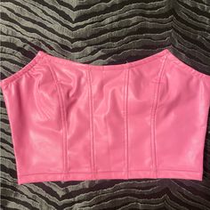 Brand New Pink Leather Crop Top, Pink Cropped Top, Bridal Sari, Leather Crop Top, Brown Crop Top, Denim Crop Top, Strap Crop Top, Bralette Crop Top, Pink Crop Top