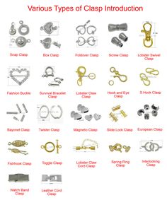 Jewelry Clasps Types Of, Types Of Beads For Jewelry, Jewelry Closures, Jewellery Clasps, Diy Jewelry Clasp, Clasps For Jewelry, Types Of Jewelry