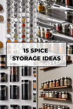 15 creative ways to organize and store spices in your kitchen. Spice Organization Wall, Space Saving Spice Storage, Storage Ideas For Kitchen, Storage For Spices, Spice Rack Ideas, Door Mounted Spice Rack