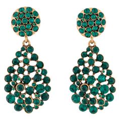 Oscar De La Renta Drop Earrings Green Crystal Embellishments And Antique Gold Metal Finish Clip On Design Designer Signature On The Back Of The Clip Worn Once Length 2.7 In Width 1.2 In (The Widest Area) Pouch Included Earrings Green, Green Crystal, On Design, Crystal Embellishment, Green Crystals, Metal Finishes, Antique Gold, Clip On, Green And Gold