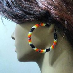 Circular Beaded Earrings For Festivals, Colorful Beaded Circle Earrings, Colorful Beads Hoop Earrings, Adjustable Large Beaded Hoop Earrings As Gift, Gift Hoop Earrings With Large Beads, Round Hoop Earrings With Large Beads, Round Hoop Earrings With Large Beads For Gifts, Beaded Small Hoop Earrings For Festivals, Small Beaded Hoop Earrings For Festivals