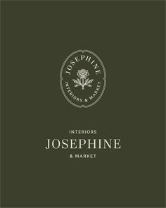 the logo for an interior and furniture store, josephine & market is shown in white