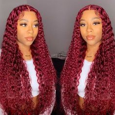 Lace Front Wigs Premier Lace Wigs, Black Curly Lace Front Wigs, Burgundy Wet And Wavy Hair, Deep Wave Red Wig, 99j Deep Wave Wig, Colored Deep Wave Hair, Burgundy Deep Wave Wig, Burgundy Deep Wave, Curly Lace Frontal