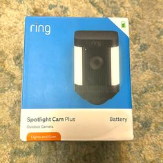 the ring spotlight cam plus is in its box