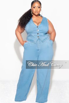 Final Sale Plus Size 2pc Sleeveless Blazer Vest and Pants Set in Denim – Chic And Curvy Vest And Pants Set, Sleeveless Blazer Vest, Business Casual Winter, Vest And Pants, Fashion Vest, Casual Couture, Chic And Curvy, Sleeveless Blazer, Denim Chic