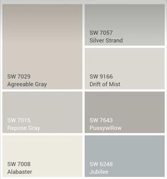 several shades of gray and white with the names of different colors in each color scheme