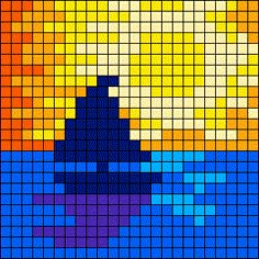 an image of a computer screen with squares in the shape of a boat on water