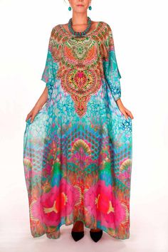 KEY WEST - LONG KAFTAN - TheSwankStore - 1 Dress Styles For Ladies, Designer Kaftan, Maxi Dress Flowy, Kaftan Design, Maxi Dress Styles, Kaftans Dresses, Dress India, Kaftan Pattern, Casual Dress Outfit