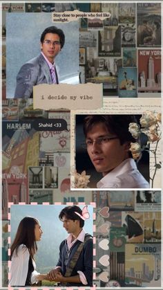 the collage shows two people in different scenes