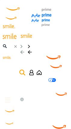 an orange and blue keyboard with the words smile in different languages