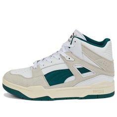 PUMA Slipstream Hi Heritage 'White Gray Green' 387998-02 (SNKR/Skate/Casual/Unisex/High Top) Gray Green, Stylish Sneakers, High Top, Perfect Pair, Green And Grey, High Tops, Sneakers, Grey, Green