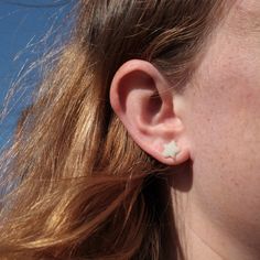 These are inspired by those glow-in-the-dark planetarium kits that we used to tack on to our ceiling as kids. Earrings are sold as a pair. (one left, one right) .3" wide. Glow-in-the-dark acrylic Surgical steel posts Kids Earrings, Star Earrings, Glow In The Dark, The Darkest, Ceiling, Stud Earrings, Stars