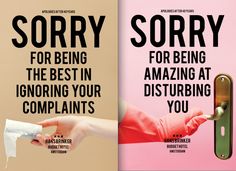 two posters that say sorry and for being the best in ignoring your distructing you