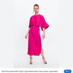 If You Are Dramatic, Don’t Love Your Arms Or Are Trying To Make An Entrance, This Is The Perfect Dress. Feel Free To Ask Questions. Flowy Maxi Dress With Cape Sleeves For Spring, Pink Dresses With Cape Sleeves, Flowy Summer Dress With Cape Sleeves, Flowy Summer Dresses With Cape Sleeves, Fitted Maxi Dress With Cape Sleeves For Summer, Fitted Mini Dress With Cape Sleeves For Spring, Spring Party Maxi Dress With Cape Sleeves, Spring Party Dresses With Cape Sleeves, Zara Feminine Flowy Dress