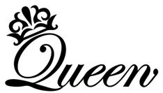 the word queen written in cursive writing with a crown on top of it