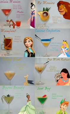 the different types of cocktails are shown in this image, and there is also an info